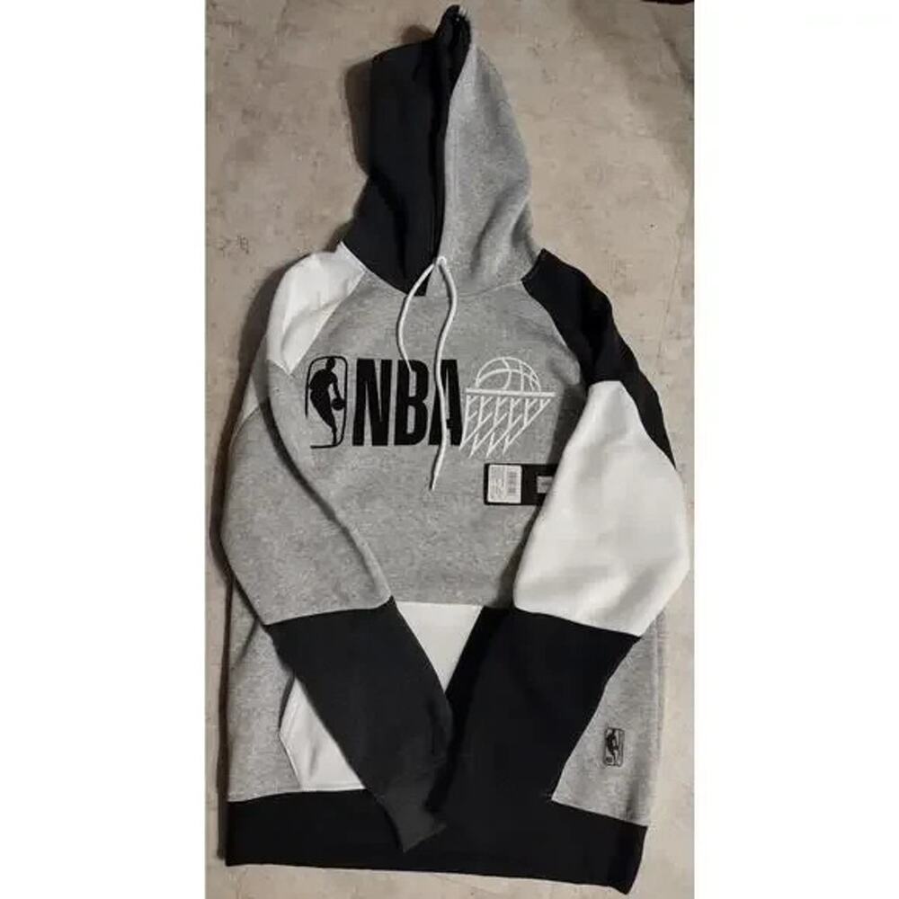 NBA Basketball Hoodie Sweatshirt Mens Medium Black White Pull Over - Picture 3 of 4